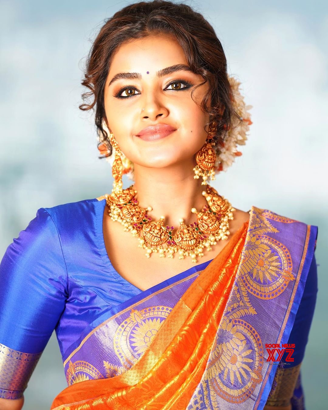 Actress Anupama Parameswaran Latest Glamour Stills In Traditional Saree