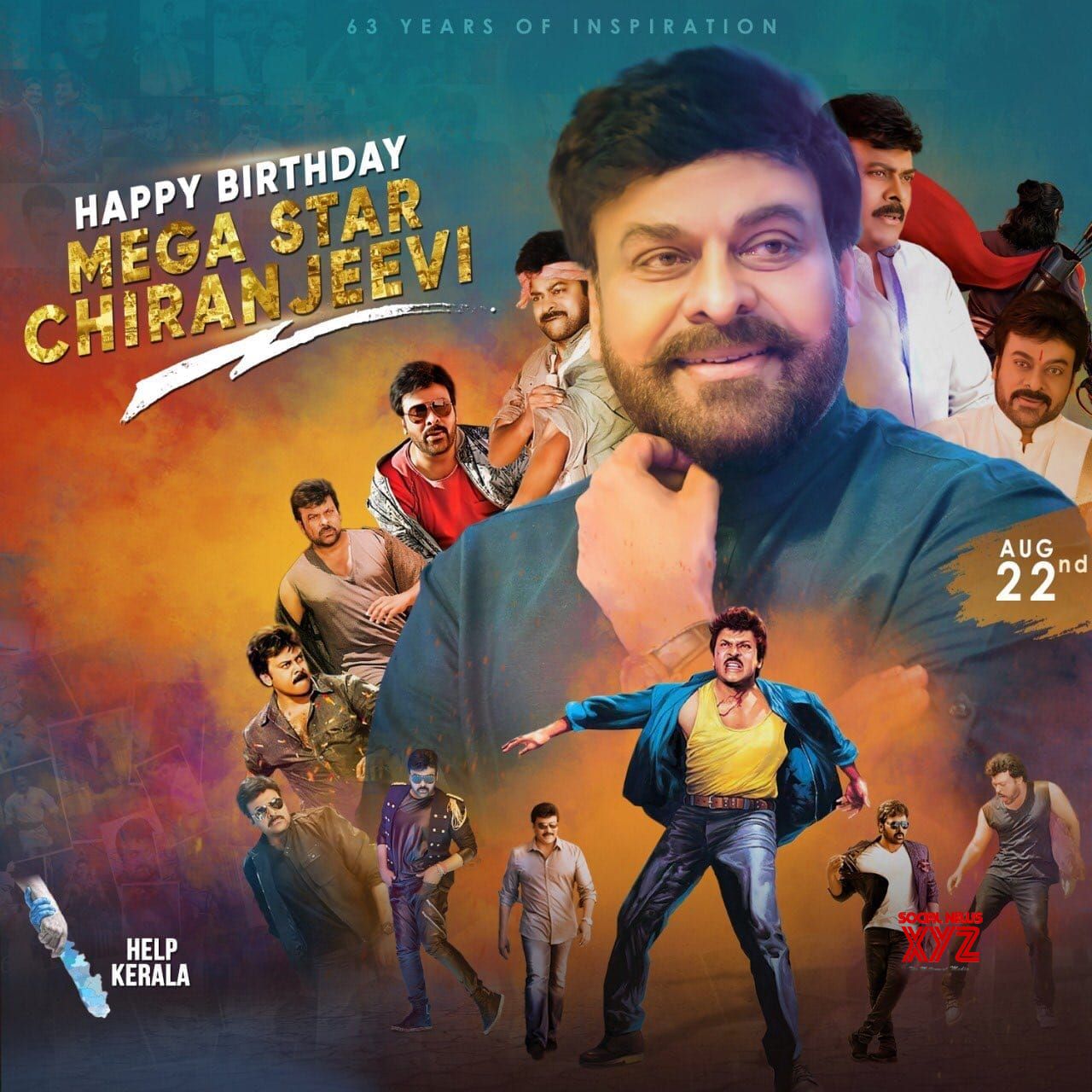 Mega Star Chiranjeevi Birthday Wishes Posters - Social News XYZ