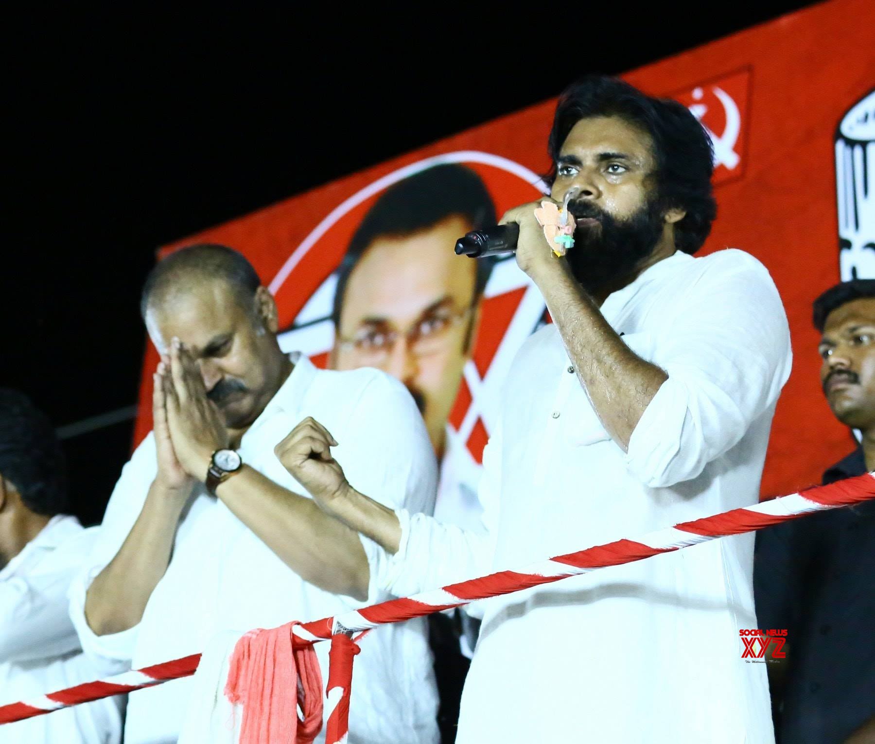 JanaSena Chief Pawan Kalyan Election Sankharavam At Gutlapadu In ...