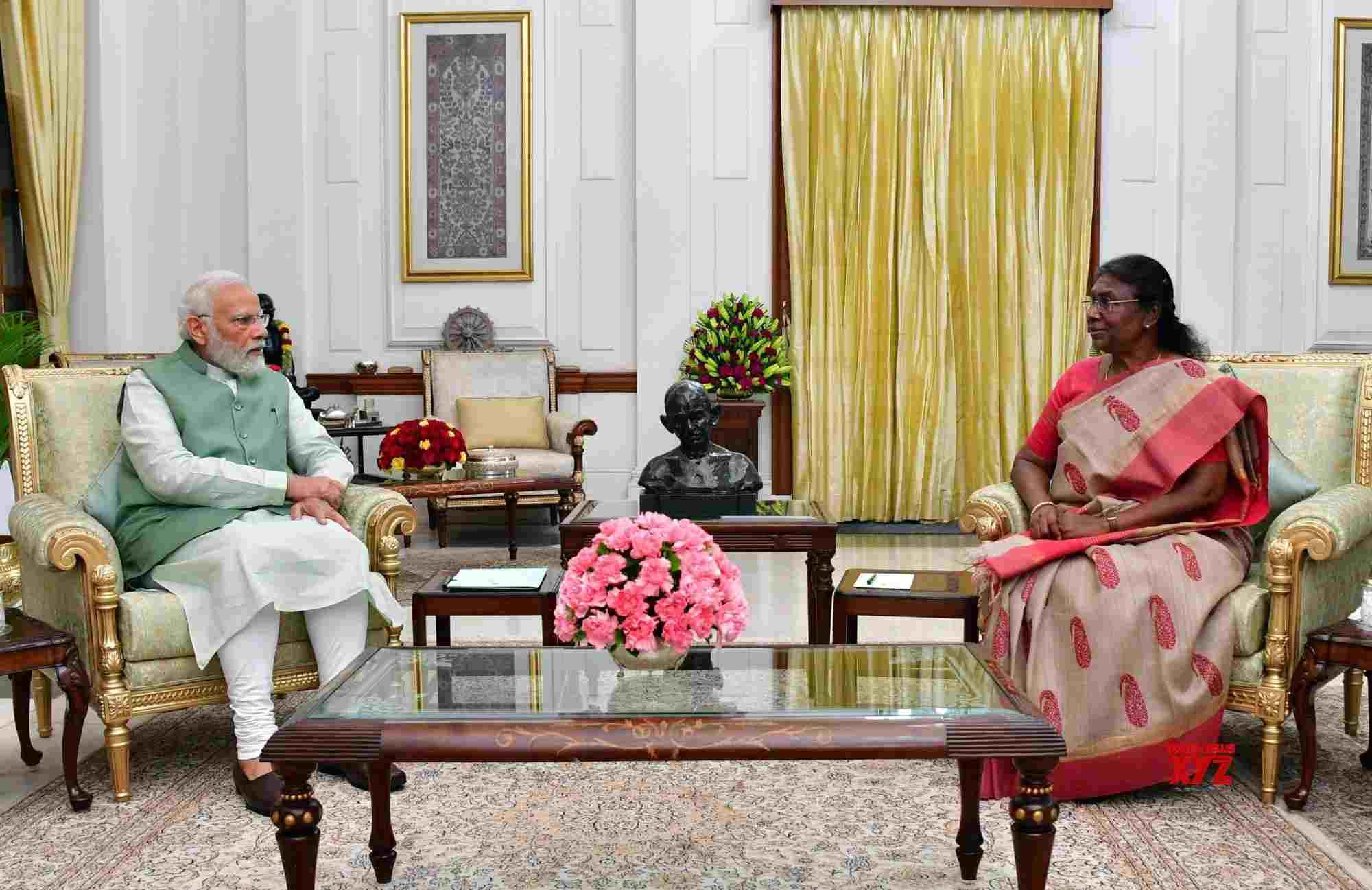 New Delhi :President Droupadi Murmu With Prime Minister Narendra Modi # ...