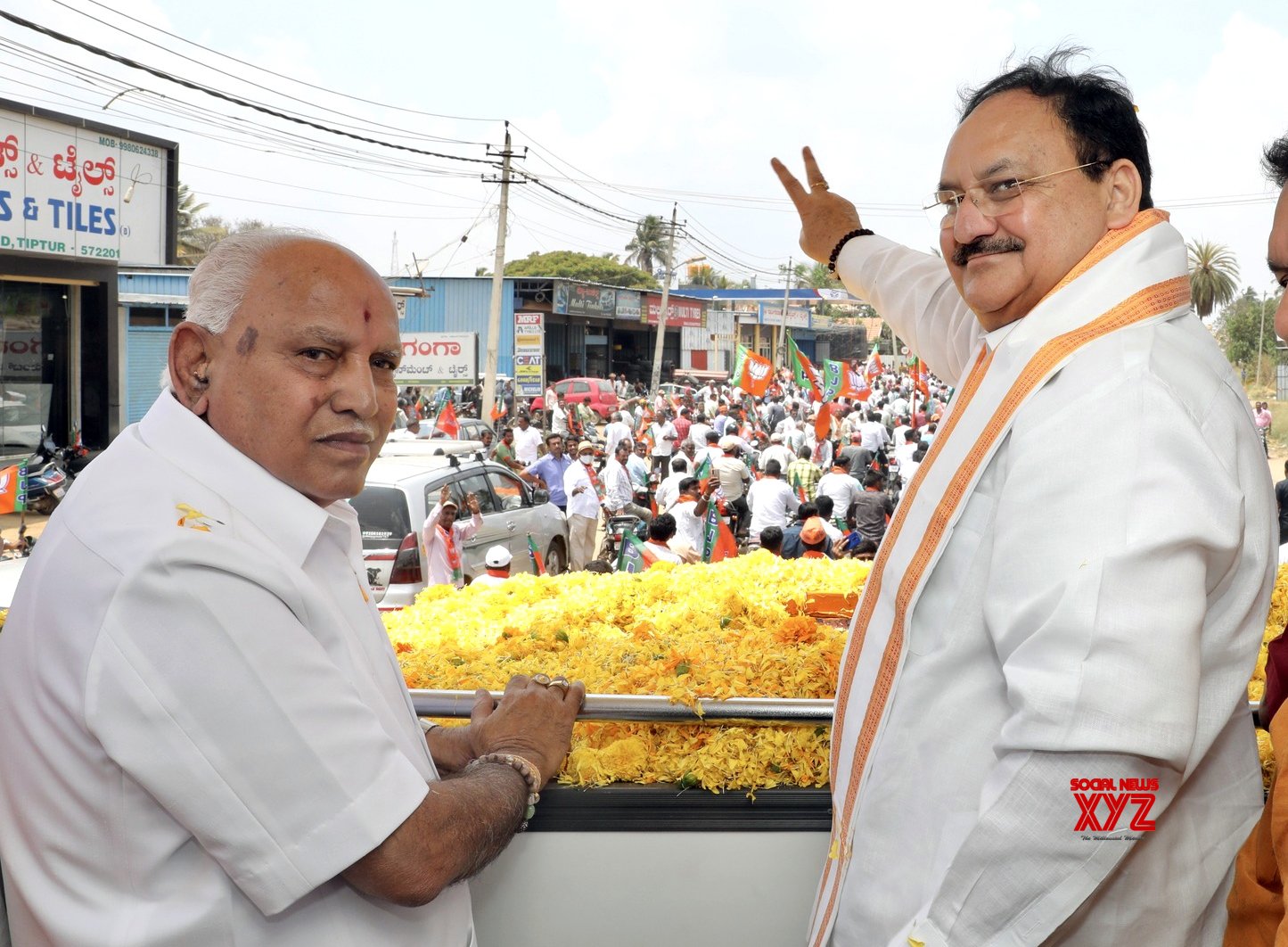 Tumkur: BJP National President J.P Nadda With Party's Senior Leader B.S ...