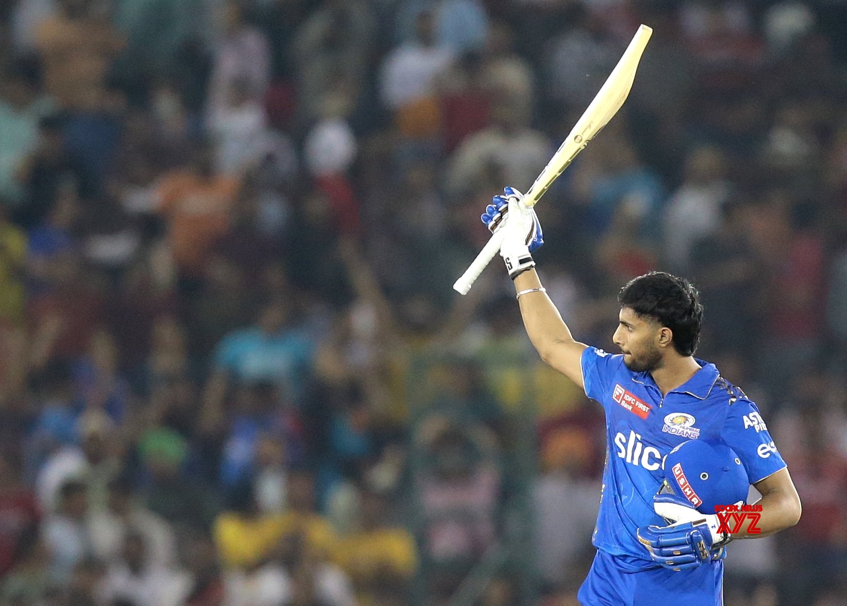 Mohali : Mumbai Indians' Tilak Varma Celebrates After Winning The IPL ...