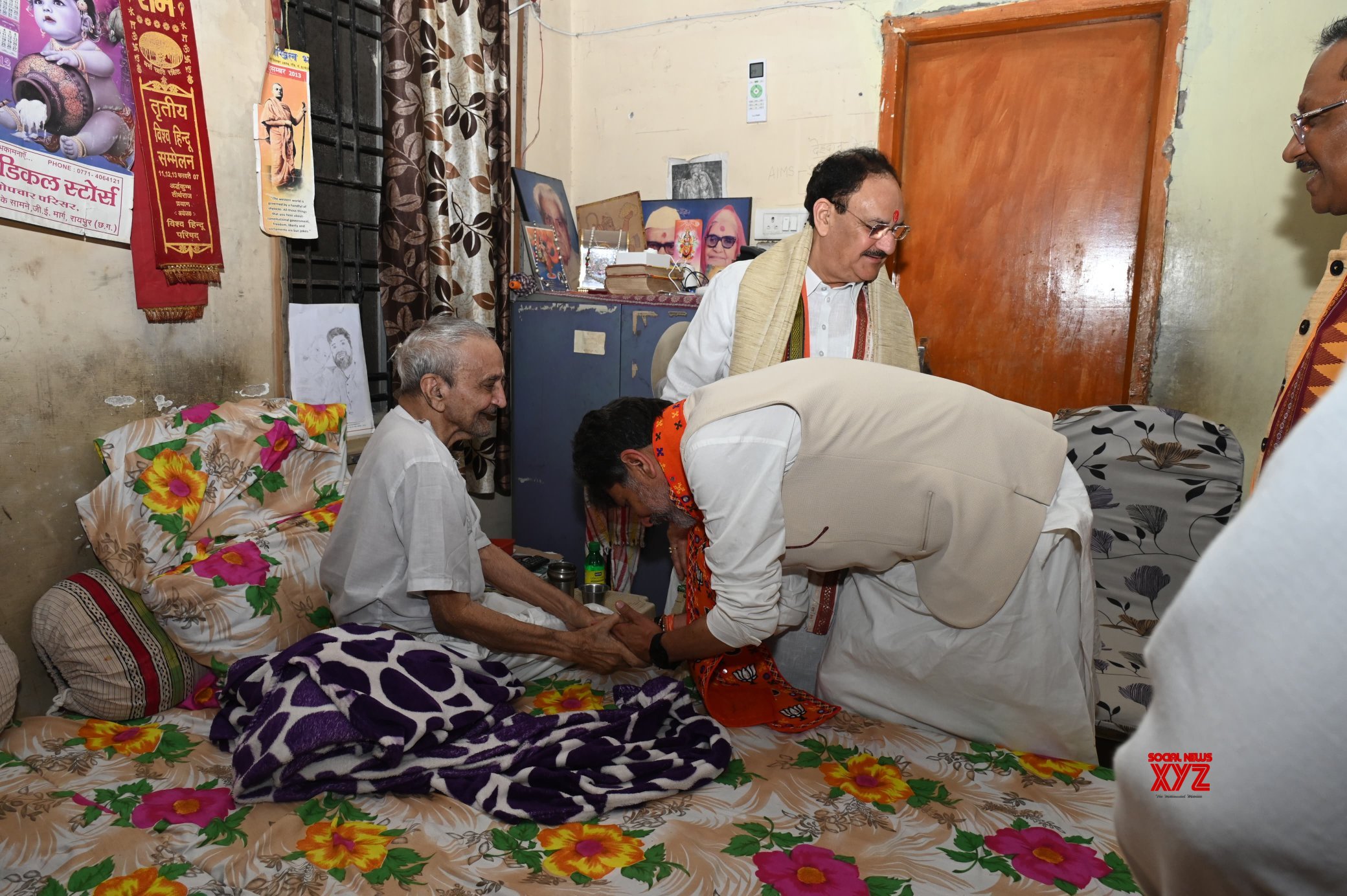 Raipur: BJP President J.P. Nadda with CM Vishnu Deo Sai meets former Rajya Sabha MP Gopal Vyas #Gallery