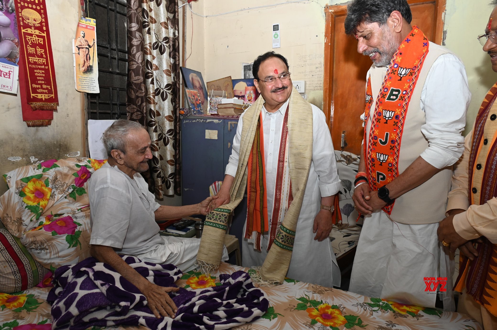 Raipur: BJP President J.P. Nadda with CM Vishnu Deo Sai meets former Rajya Sabha MP Gopal Vyas #Gallery