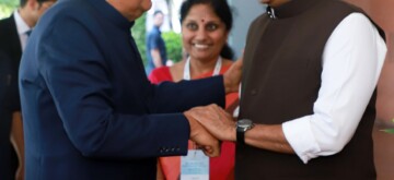 New Delhi: Vice-President Jagdeep Dhankhar with Minister of Culture and Tourism Gajendra Singh Shekhawat at the World Tourism Day celebrations in Vigyan Bhawan, New Delhi on Friday September 27, 2024. (Photo: IANS)