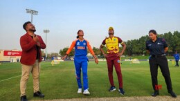 Dubai: India's captain Harmanpreet Kaur and West Indies captain Hayley Matthews during the toss before the start of the ICC Women's T20 World Cup Warm-Up Matches 2024 at ICC Academy Ground No. 2, Dubai, on Sunday, September 29, 2024. (Photo: IANS)