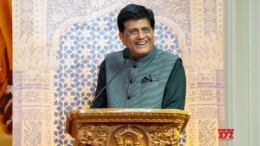 Sydney: Union Minister Piyush Goyal addresses Indian diaspora during his visit to BAPS Shri Swaminarayan Hindu Mandir in Sydney on Monday, September 23, 2024. (Photo: IANS)