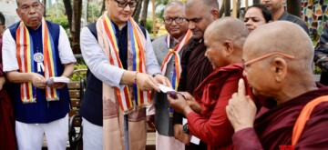 Mumbai: Union Minister Kiren Rijiju visits Pavitra Chaityabhoomi, Dr. B R Ambedkar Smarak, and pays tribute to Dr. B.R. Ambedkar in Mumbai on Monday, September 30, 2024. (Photo: IANS)