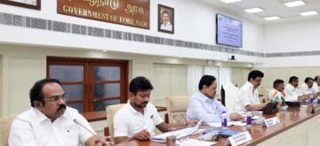 Chennai: Chief Minister MK Stalin, Deputy Udhay Stalin and other officials during the consultation meeting at the Chief Secretariat in Chennai on Monday, September 30, 2024. (Photo: IANS)