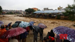 (240928) -- KATHMANDU, Sept. 28, 2024 (Xinhua) -- This photo taken on Sept. 28, 2024 shows a flooded neighborhood in Lalitpur, Nepal. Floods and landslides triggered by incessant rainfalls in Nepal have claimed at least 59 lives and injured 36 others by Saturday afternoon, police said. (Photo by Sulav Shrestha/Xinhua)