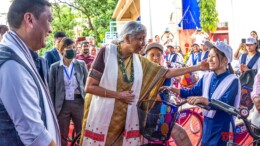 Itanagar: Finance Minister Nirmala Sitharaman with Arunachal Pradesh Chief Minister Pema Khandu at the CSR program organized by State Bank of India in Itanagar on Tuesday, October 01, 2024. (Photo: IANS)