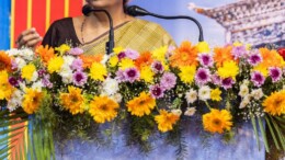 Itanagar: Finance Minister Nirmala Sitharaman speaks at the Credit Outreach Programme in Itanagar on Tuesday, October 01, 2024. (Photo: IANS)