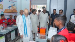 Ahmedabad: Union Home Minister Amit Shah with Gujarat Chief Minister Bhupendra Patel during the inauguration of the newly constructed 'Anupam (Smart) School' in Ahmedabad on Thursday, October 03, 2024. (Photo: IANS)