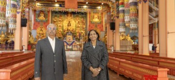 Ulaanbaatar: Bihar Governor Rajendra Vishwanath Arlekar visits the ancient statue of Lord Avalokiteshvara Padmapani in Ulaanbaatar, Mongolia on Thursday, October 03, 2024. (Photo: IANS)