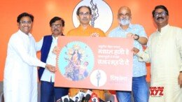 Mumbai: Shiv Sena (UBT) chief Uddhav Thackeray, along with party MP Sanjay Raut, unveils the Ghangal Geeta at Shiv Sena Bhavan in Mumbai on Thursday, October 3, 2024. (Photo: IANS)