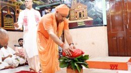 Gorakhpur: Uttar Pradesh Chief Minister Yogi Adityanath offers prayers at Sri Gorakhnath Temple on the first day of Sharadiya Navratri in Gorakhpur on Thursday, October 03, 2024. (Photo: IANS)