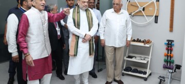 Ahmedabad: Union Home Minister Amit Shah with Gujarat Chief Minister Bhupendra Patel and others during the inauguration of various development projects, including healthcare, sanitation, and public infrastructure, in Ahmedabad on Friday, October 04, 2024. (Photo: IANS)