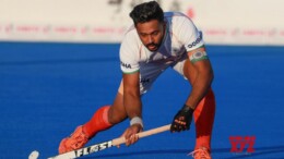 Hulunbuir: Indian Men's Hockey Team captain Harmanpreet Singh takes a shot during the Hero Asian Champions Trophy 2024 at Moqi Training Base in Hulunbuir on Saturday, September 14, 2024. (Photo: IANS)