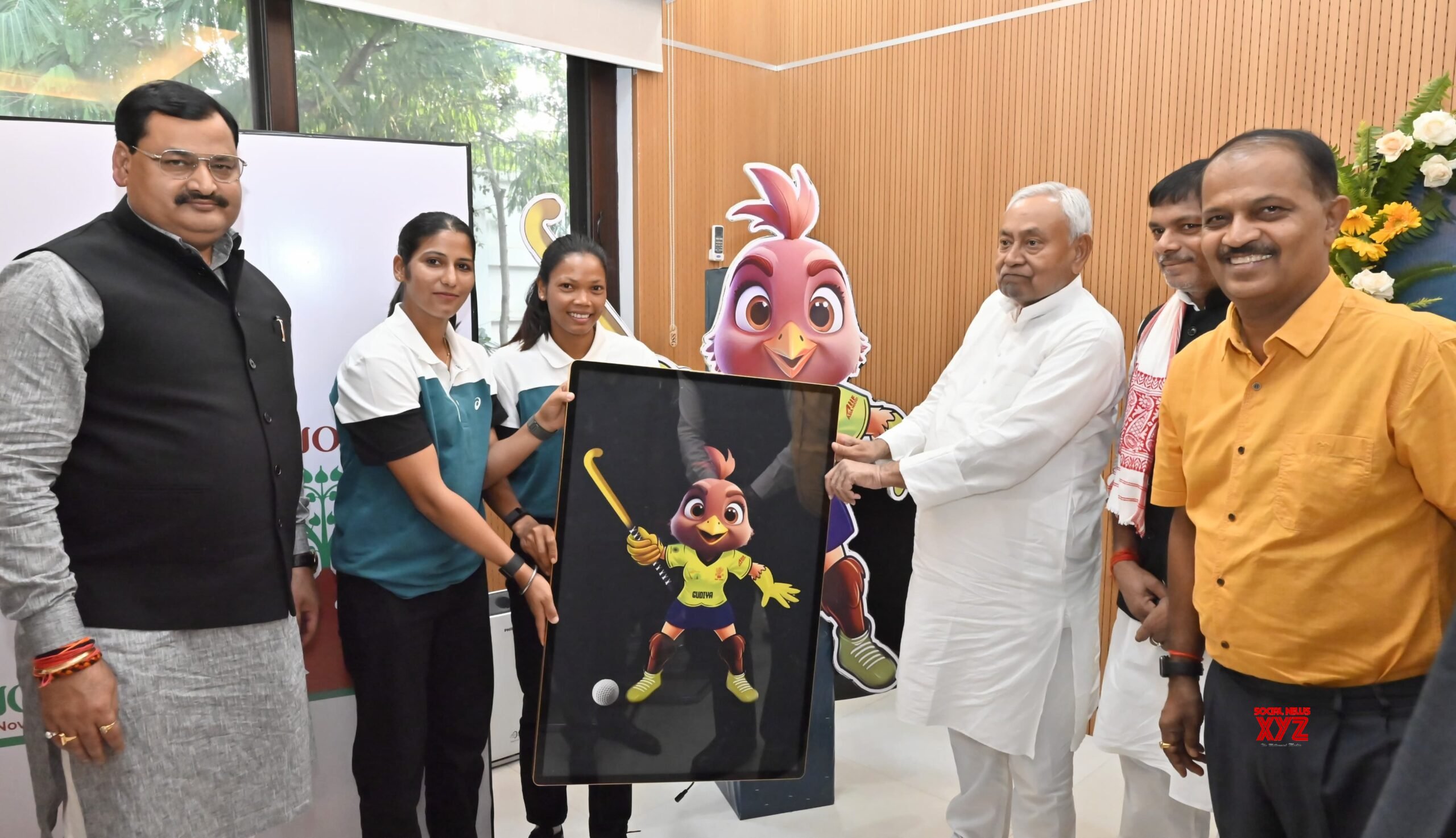 Patna: Bihar CM Nitish Kumar unveils the official logo and mascot 'Gudiya' #Gallery