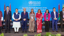 New Delhi: Union Minister of Chemicals and Fertilizers, J.P. Nadda poses for a group photo with other dignitaries at the 77th session of the Regional Committee of WHO Southeast Asia in New Delhi on Monday, October 7, 2024. (Photo: IANS)