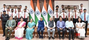 New Delhi: Vice President and Chairman of Rajya Sabha Jagdeep Dhankhar during a group photo session with students and faculty members of Rashtriya Military School, Dholpur, at Parliament House in New Delhi on Monday, October 07, 2024. (Photo: IANS)