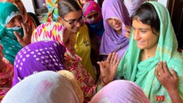 Hisar: Congress candidate Vinesh Phogat during her election campaign ahead of the Haryana Assembly election at Devardh village of Hisar district on Thursday, October 03, 2024. (Photo: IANS)