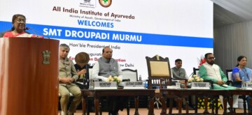 New Delhi: President Droupadi Murmu attends the seventh foundation day of the All India Institute of Ayurveda in New Delhi on Wednesday, October 9, 2024. (Photo: IANS)