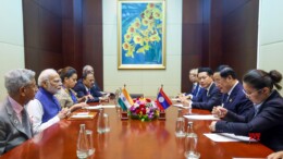 Vientiane: Prime Minister Narendra Modi with Laos' Prime Minister Sonexay Siphandone during the 21st ASEAN-India Summit in Vientiane, Laos, on Friday, October 11, 2024. (Photo: IANS)