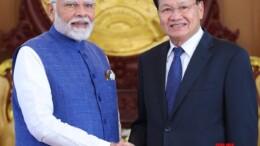  Vientiane: Prime Minister Narendra Modi meets General Secretary of the Lao People's Revolutionary Party Thongloun Sisoulith on the sidelines of East Asia Summit during the Association of Southeast Asian Nations (ASEAN) Summit in Vientiane, Laos, on Friday, October 11, 2024. (Photo: IANS)