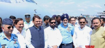 Mumbai: Chief Minister Eknath Shinde and Deputy CM Devendra Fadnavis attend the inaugural landing of the IAF C-295 at Navi Mumbai International Airport on Friday, October 11, 2024. (Photo: IANS)