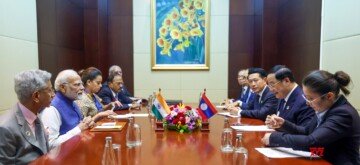 Vientiane: Prime Minister Narendra Modi with Laos' Prime Minister Sonexay Siphandone during the 21st ASEAN-India Summit in Vientiane, Laos, on Friday, October 11, 2024. (Photo: IANS)