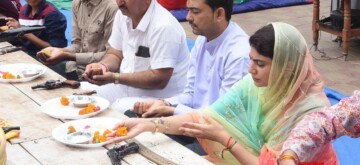 Jamnagar: BJP MLA Rivaba Jadeja performs Shastra Puja on the occasion of Vijaya Dashami in Jamnagar, Gujarat, on Saturday, October 12, 2024. (IANS)