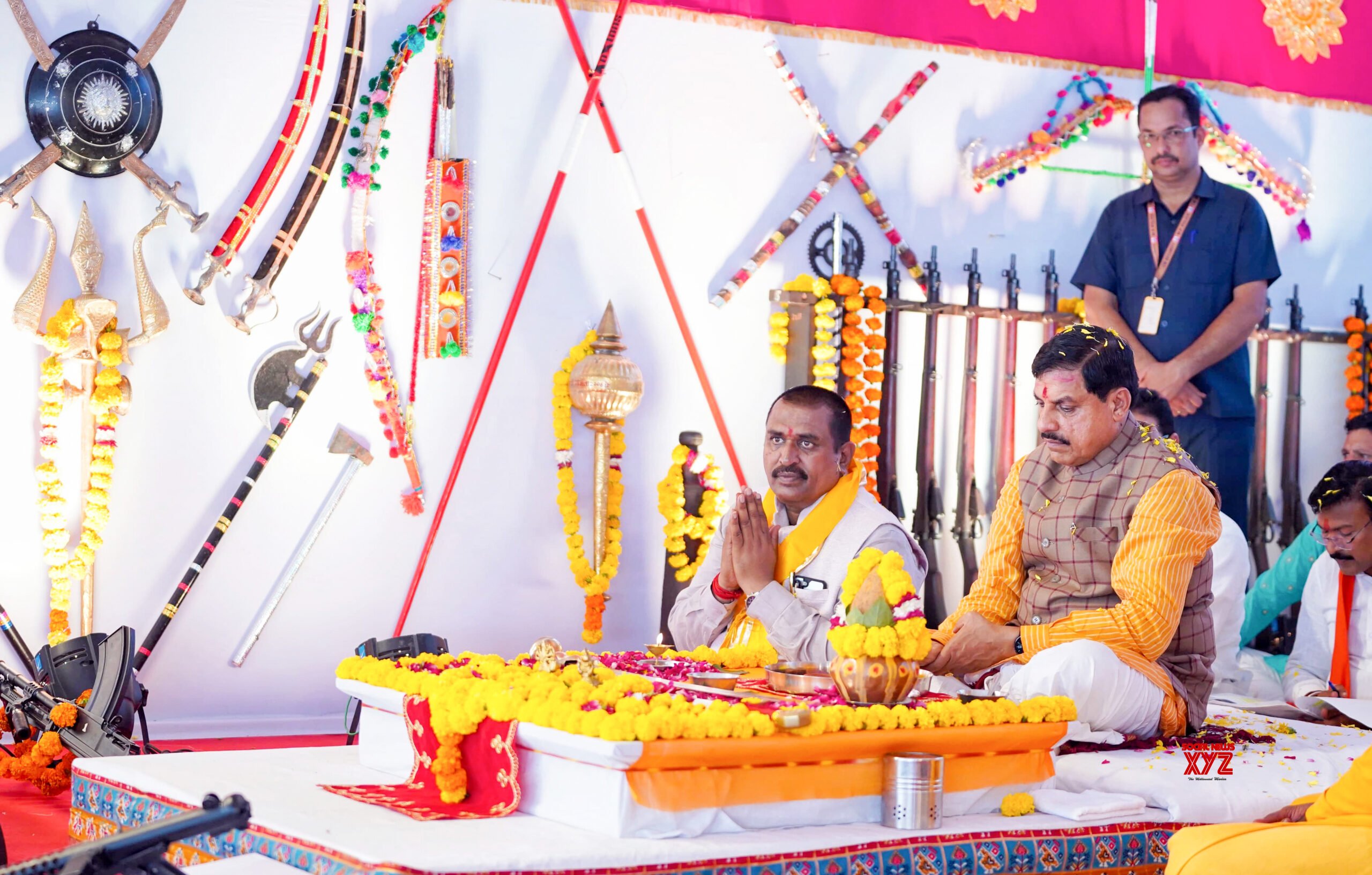 Khargone: Mohan Yadav participates in the Shastra Poojan ceremony at Maheshwar #Gallery