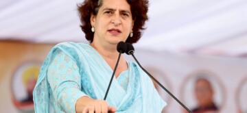 Kurukshetra: Congress General Secretary Priyanka Gandhi Vadra addresses a public meeting ahead of Haryana assembly election in Kurukshetra, Haryana on Monday, September 30, 2024. (Photo: IANS)