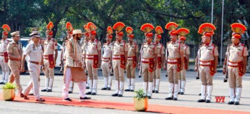 Chandigarh: Nayab Singh Saini inspects a Gaurd of Honour after he takes charge as the Chief Minister of Haryana at the Haryana Civil Secretariat in Chandigarh on Friday, October 18, 2024. (Photo: IANS)