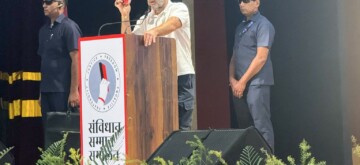 Ranchi: Leader of Opposition in Lok Sabha Rahul Gandhi addresses during the 'Constitution Samman Sammelan' in Ranchi on Saturday October 19, 2024. (Photo: IANS)