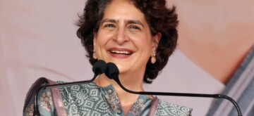 Jammu: Congress General Secretary Priyanka Gandhi Vadra addresses a public meeting at Bishnah ahead of the Jammu and Kashmir Assembly elections in Jammu on Saturday, September 28, 2024. (Photo: IANS)