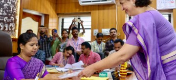 Wayand: Congress candidate for the Wayanad Lok Sabha by-elections, Priyanka Gandhi Vadra, files her nomination papers in Wayanad on Wednesday, October 23, 2024. (Photo: IANS)