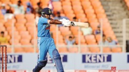 Ahmedabad: India's Arundhati Reddy plays a shot during the first ODI match between India Women and New Zealand Women at Narendra Modi Stadium in Ahmedabad on Thursday, October 24, 2024. (Photo: IANS/@BCCIWomen)