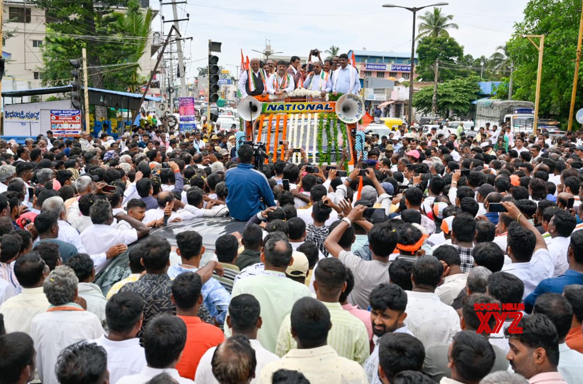 Bengaluru: Karnataka CM and DCM during a roadshow for Karnataka By poll Elections #Gallery