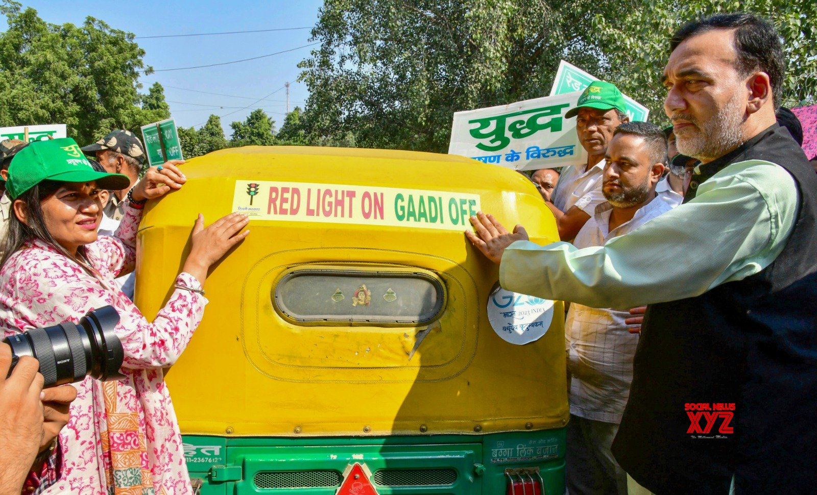 Nueva Delhi: Lanzamiento del Ministro de Medio Ambiente de Delhi, Gopal Rai "La luz roja está encendida, Gaadi está apagado." acción - #Galería