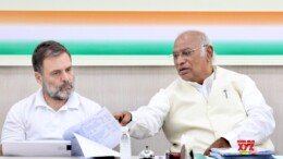 New Delhi: Congress President Mallikarjun Kharge with party leader Rahul Gandhi during the Central Election Committee (CEC) meeting at the AICC headquarters on Monday, October 21, 2024. (Photo: IANS)