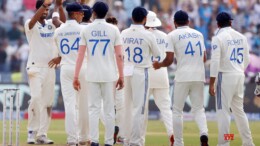 Pune: India's Washington Sundar celebrates the dismissal of New Zealand's Tom Blundell with teammates during day one of the second cricket test match between India and New Zealand at the Maharashtra Cricket Association Stadium in Pune on Thursday, October 24, 2024. (Photo: IANS/@BCCI)