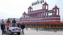 Budgam : Jammu and Kashmir Lieutenant Governor Manoj Sinha attends passing out parade of BSF recruit constables  in Humhama, Budgam on Saturday, October 26, 2024. (Photo: IANS)