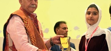 Srinagar: Jammu and Kashmir Lieutenant Governor Manoj Sinha attends Amar Ujala's 'Medhavi Chhatra Samman Samaroh' programme in Srinagar on Sunday, October 27, 2024. (Photo: IANS/@OfficeOfLGJandK)