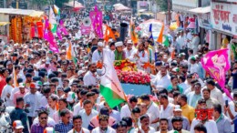 Pune: Maharashtra Deputy Chief Minister and NCP candidate from Baramati constituency, Ajit Pawar, takes out a roadshow before filing his nomination for the Maharashtra Assembly polls in Pune on Monday, October 28, 2024. (Photo: IANS)