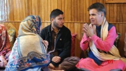 Budgam: Bharatiya Janata Party (BJP) State President Ravinder Raina meets the family of martyr Shahnawaz Dar, who was killed in the militant attack, Nadigam, in Budgam on Monday, October 28, 2024. (Photo: IANS)