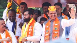 Thane: Maharashtra Chief Minister and Shiv Sena chief Eknath Shinde, along with Deputy CM Devendra Fadnavis, holds a roadshow ahead of filing his nomination from the Kopri-Pachpakhadi Assembly constituency for the Maharashtra Assembly elections on Monday, October 28, 2024. (Photo: IANS)