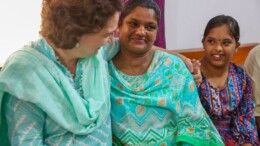 Kozhikode: Congress General Secretary and party candidate Priyanka Gandhi Vadra interacts with beneficiaries of the Kaithangu project during a visit to Kallurutty, Mukkam, Tuesday, October 29, 2024. (Photo: IANS)