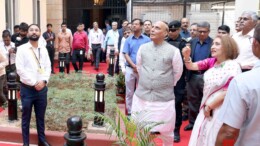 New Delhi: Union Minister for Defence Rajnath Singh inspects the cleanliness activities being undertaken as part of the Swachhata campaign at South Block in New Delhi on Tuesday, October 29, 2024. (Photo: IANS)